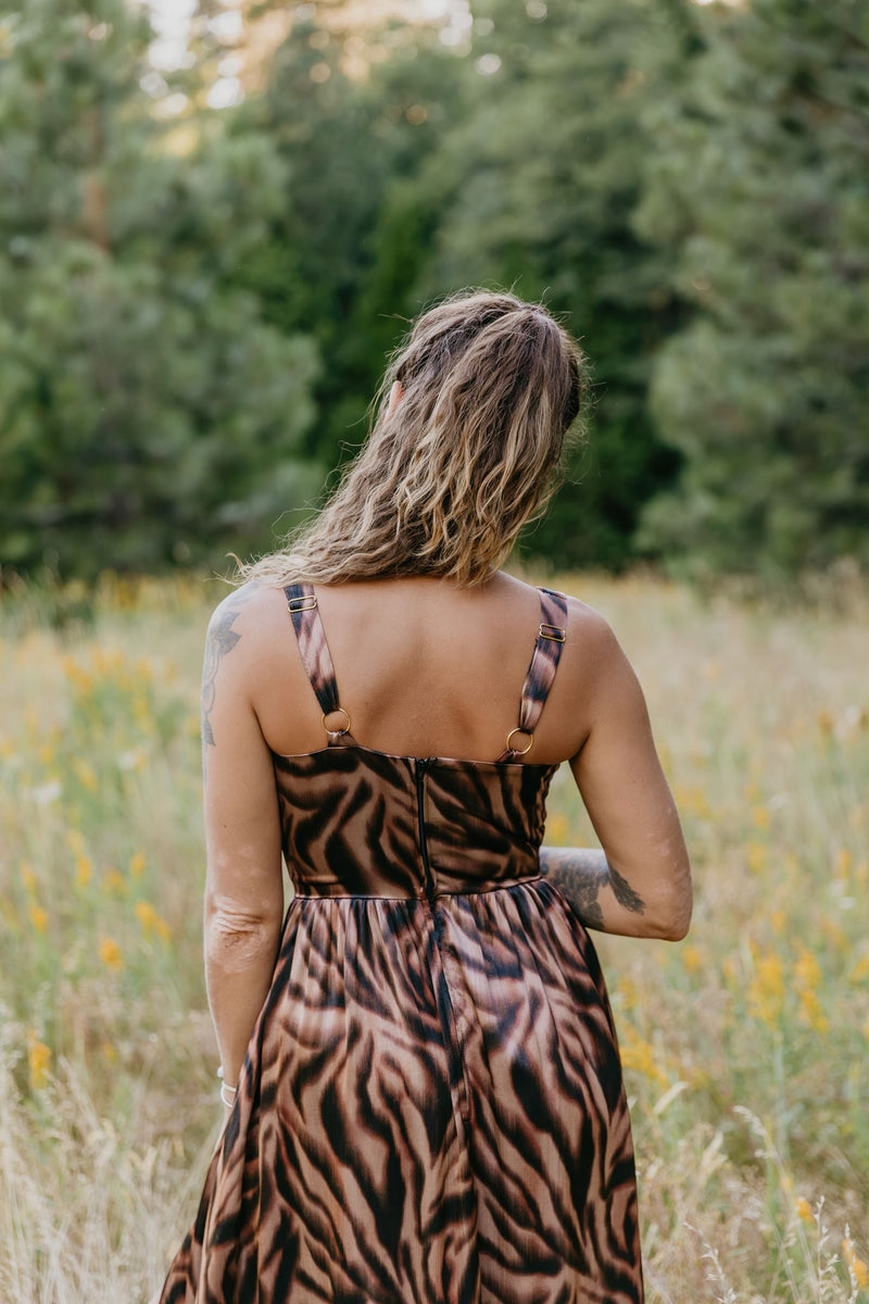 Long Agnes dress in Shiny Animal Print – Field Day