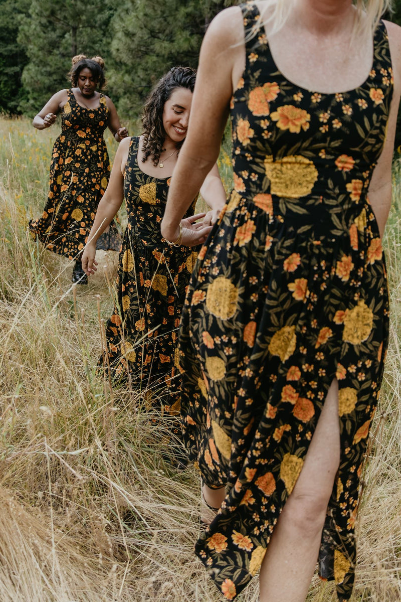black and yellow floral maxi dress Long Agnes in Marigold Challis – Field Day Style:Dress/Plain Satin Sash Elegant Black Dress With An elegant chiffon maxi excluded from sale
