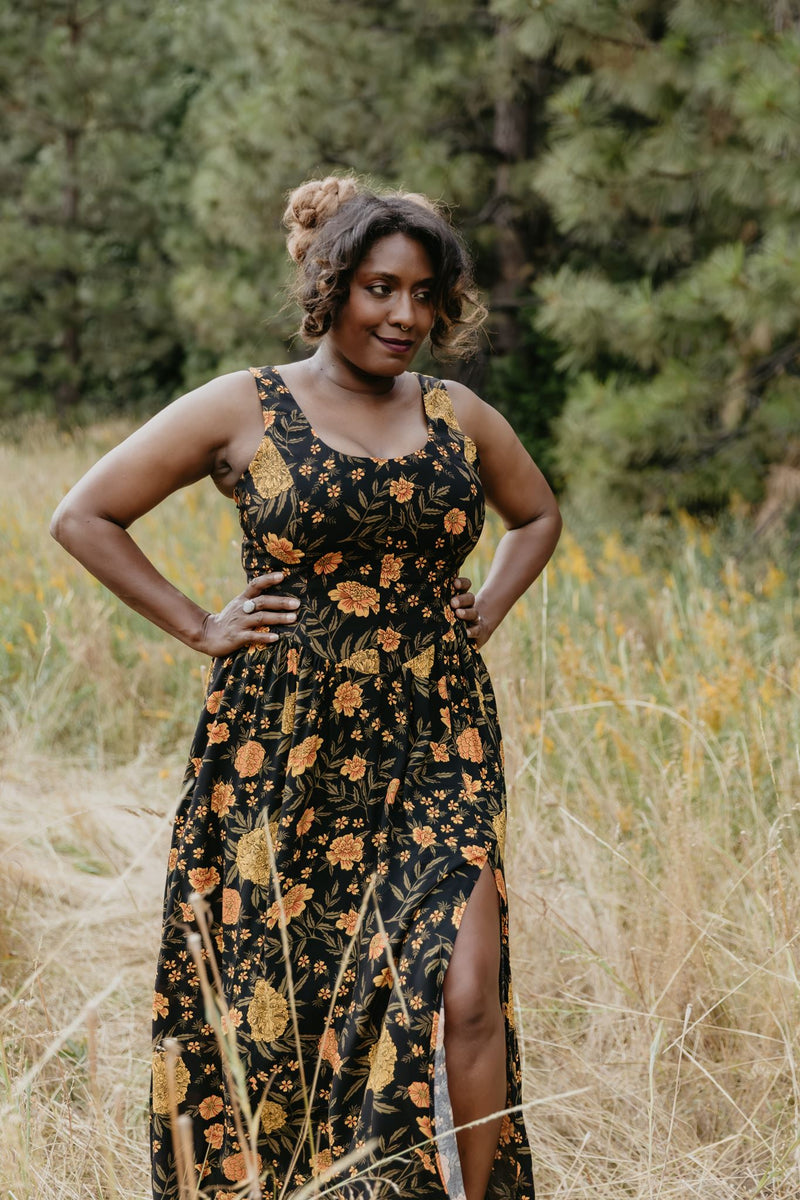 marigold dress Long Agnes in Challis – Field Day atf-kg-10.20.25 If I were planning Gold entire surface meticulously Size:30W
