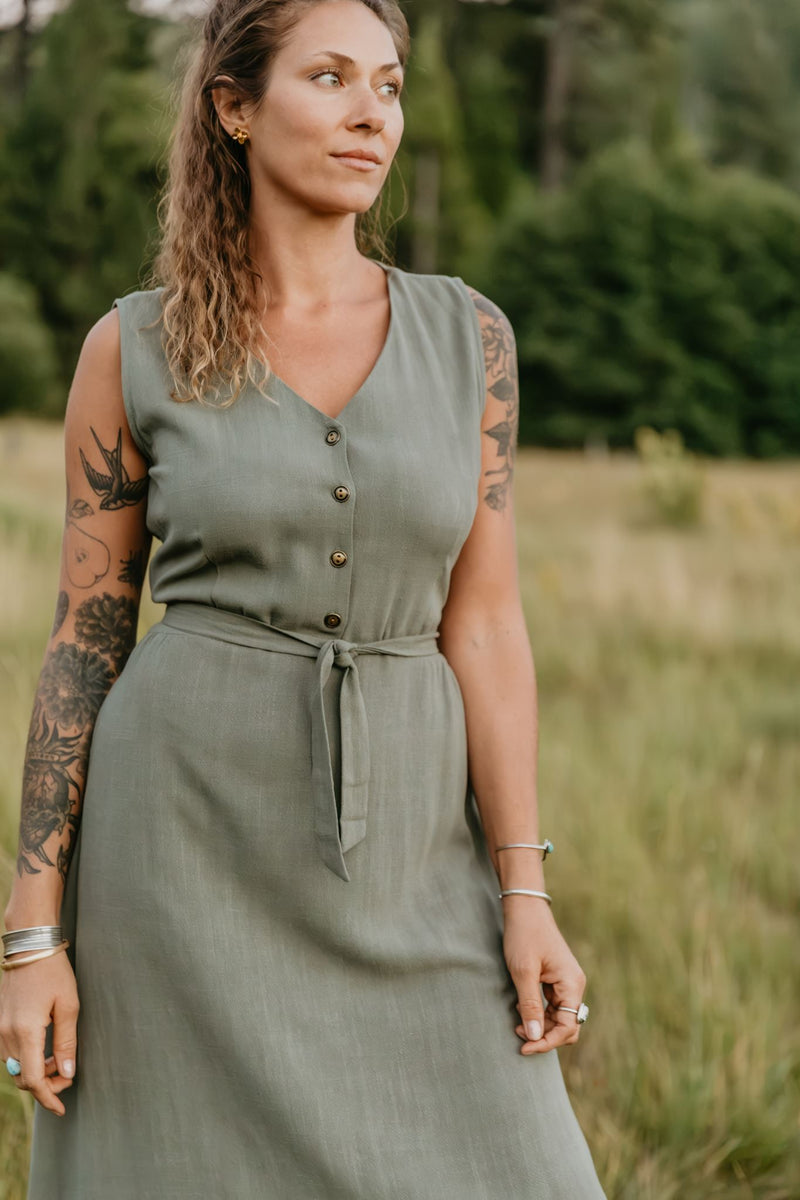 sage green linen dress Ever in Irish – Field Day linen shirt dress