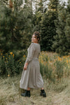 Prairie Dress in Black and Oat Gingham