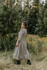 Prairie Dress in Black and Oat Gingham