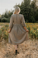 Prairie Dress in Black and Oat Gingham