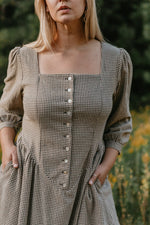 Prairie Dress in Black and Oat Gingham