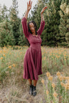 Prairie Dress in Merlot Challis