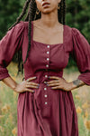 Prairie Dress in Merlot Challis