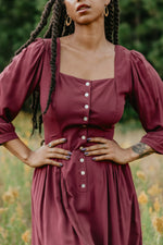 Prairie Dress in Merlot Challis