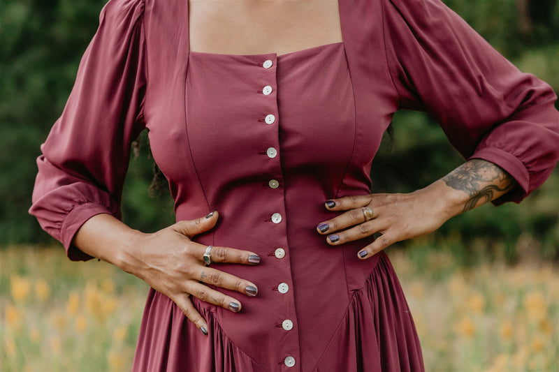 Prairie Dress in Merlot Challis 3X Prairie Dress in Merlot Challis 3X