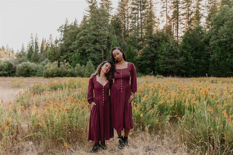 Prairie Dress in Merlot Challis
