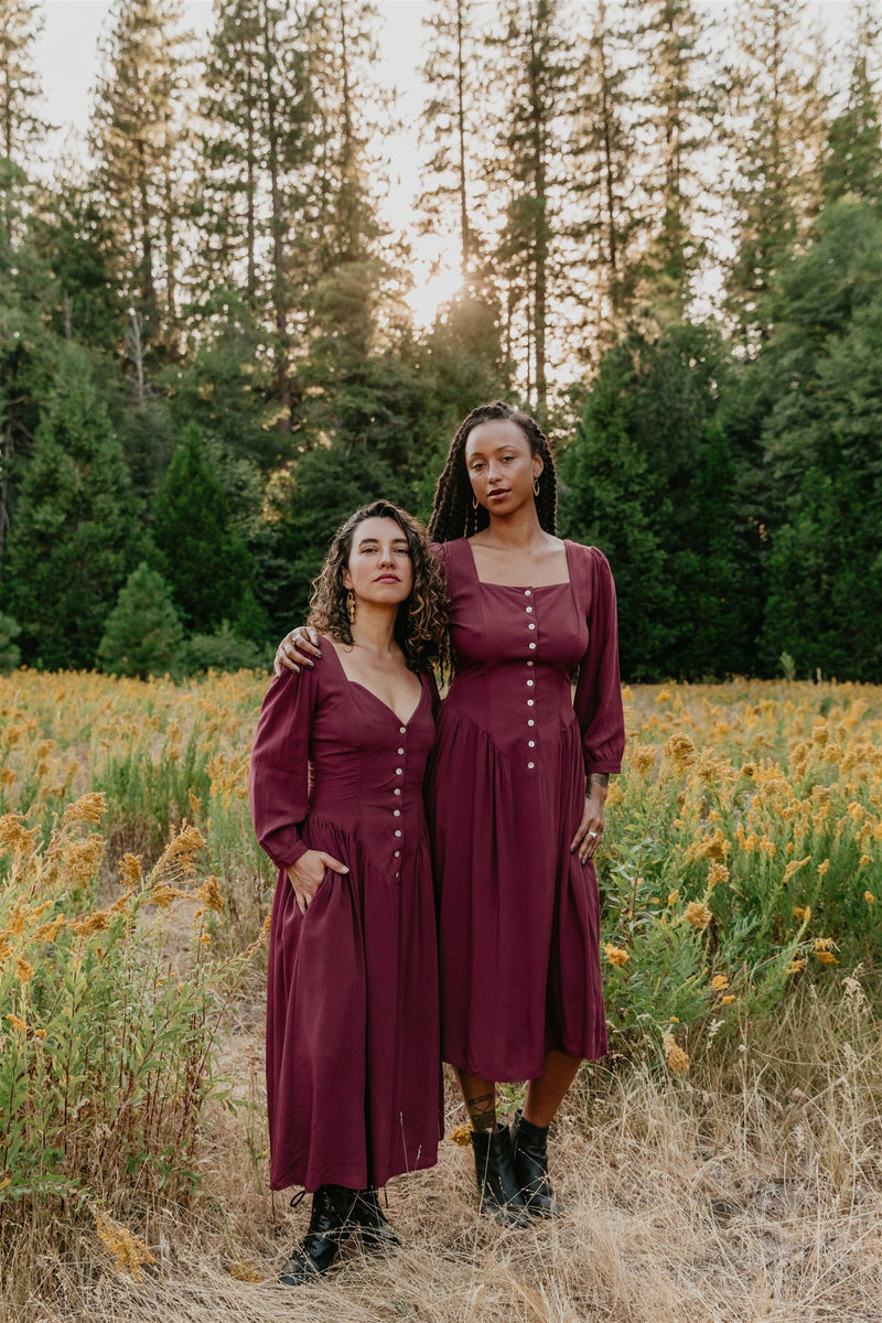 Prairie Dress in Merlot Challis 3X