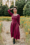 Prairie Dress in Merlot Challis