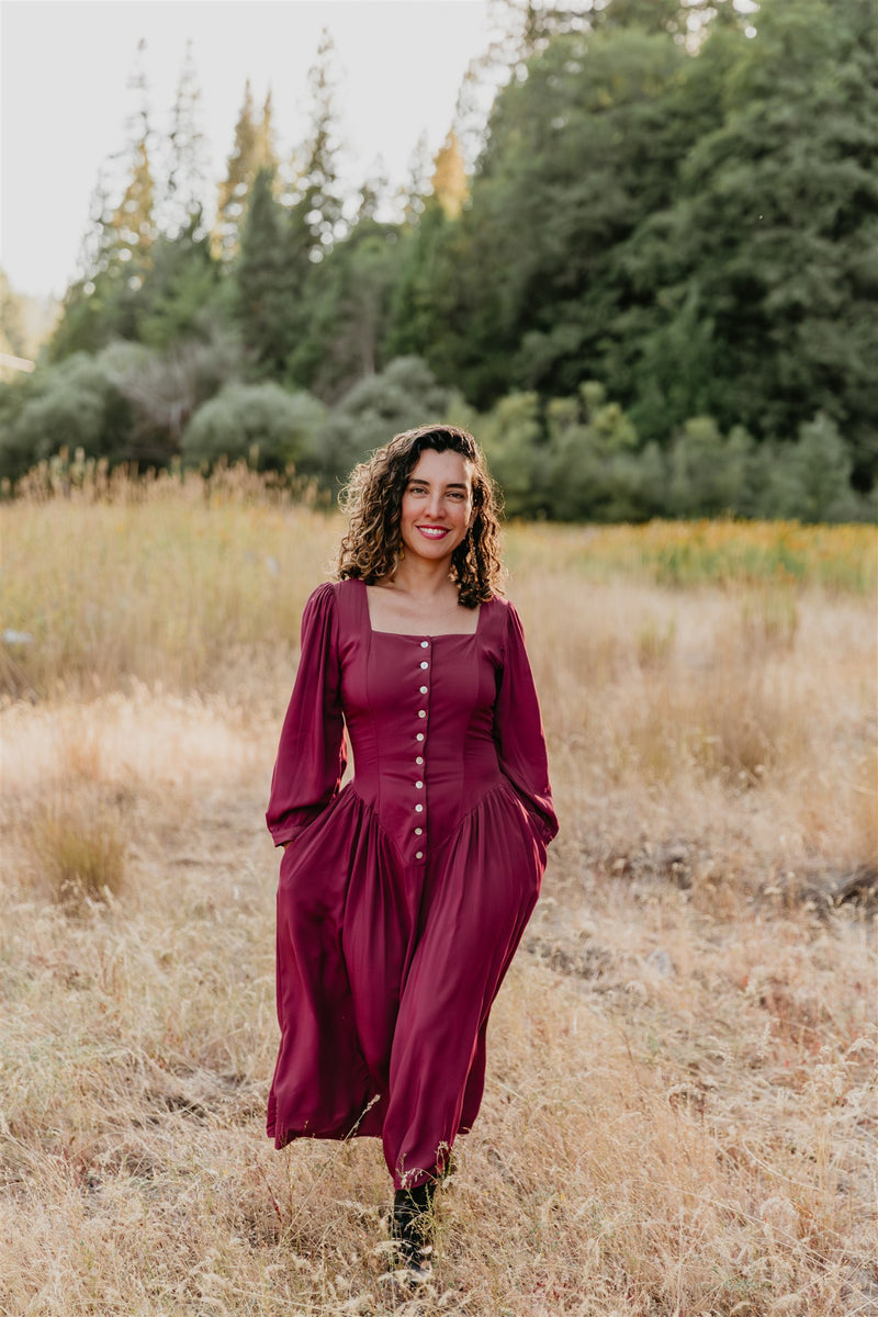 Prairie Dress in Merlot Challis