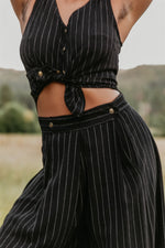 Rue Pants in Black Linen PinStripe