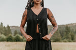 Rue Pants in Black Linen PinStripe