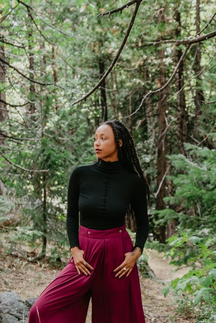 Wavy top in Black Cotton Knit