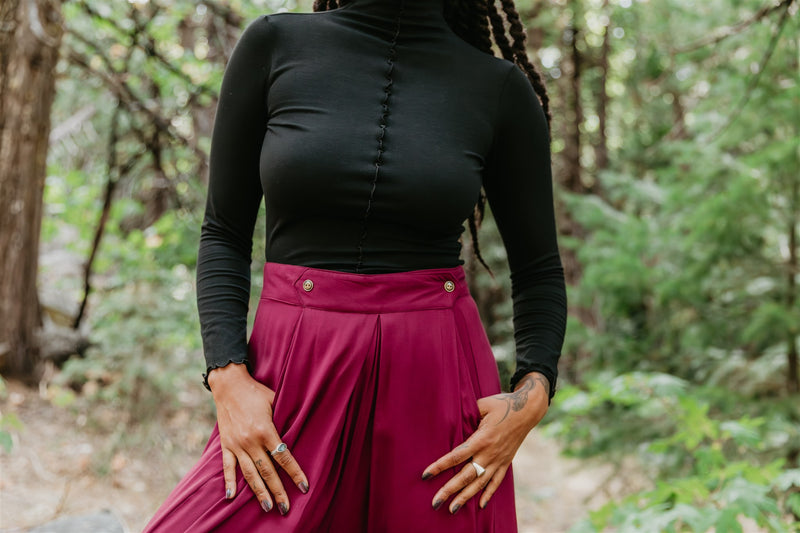 Wavy top in Black Cotton Knit