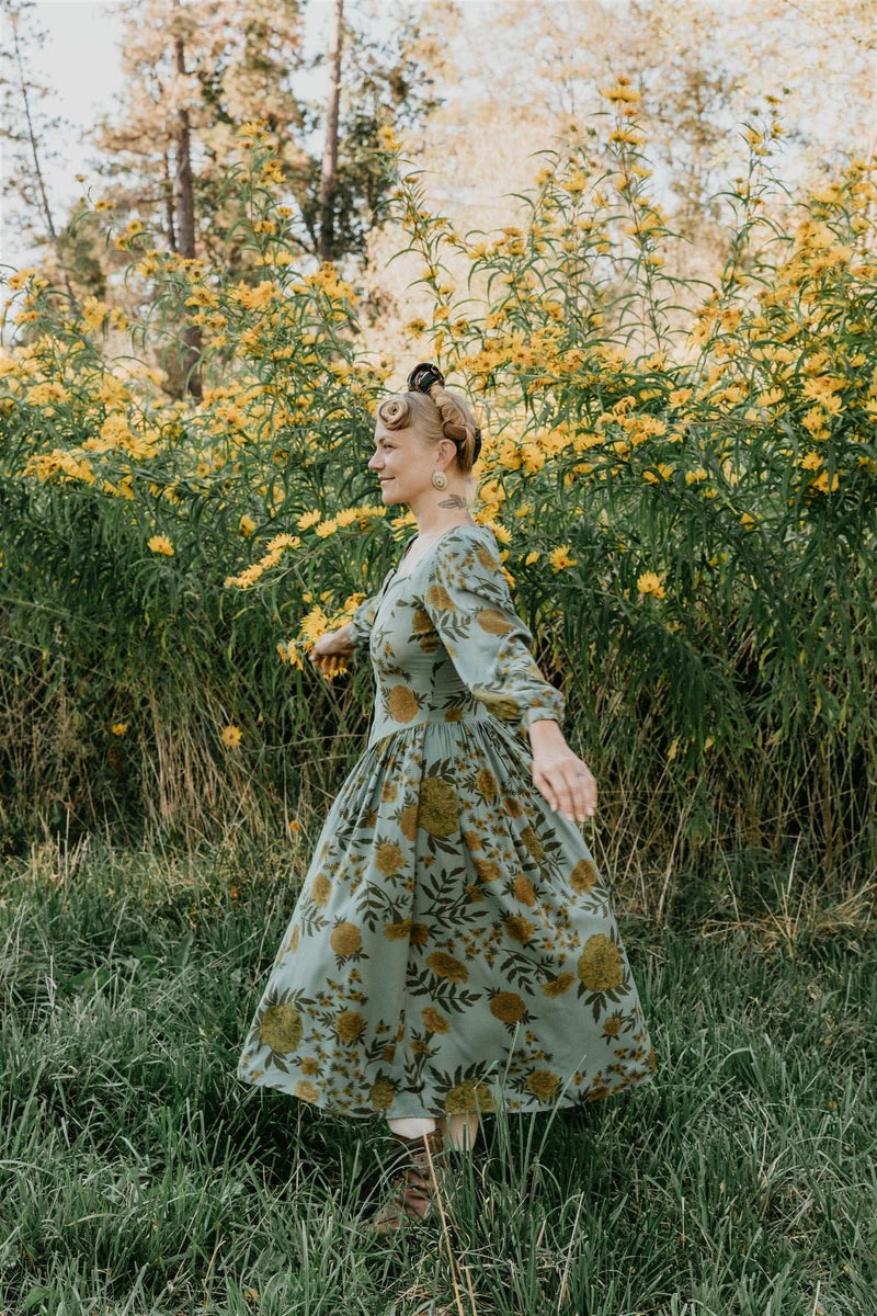 Prairie Dress in Slate Marigold M Prairie Dress in Slate Marigold M