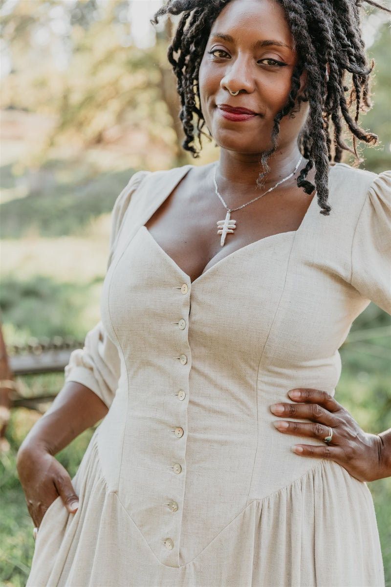 prairie dress women Prairie Dress in Oat Linen M prairie dress women Prairie Dress in Oat Linen M
