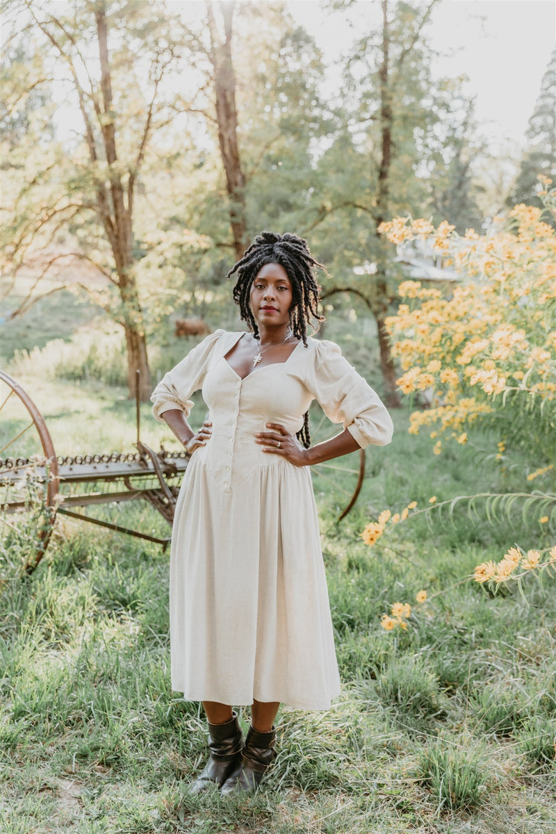 Prairie Dress in Oat Linen M Prairie Dress in Oat Linen M