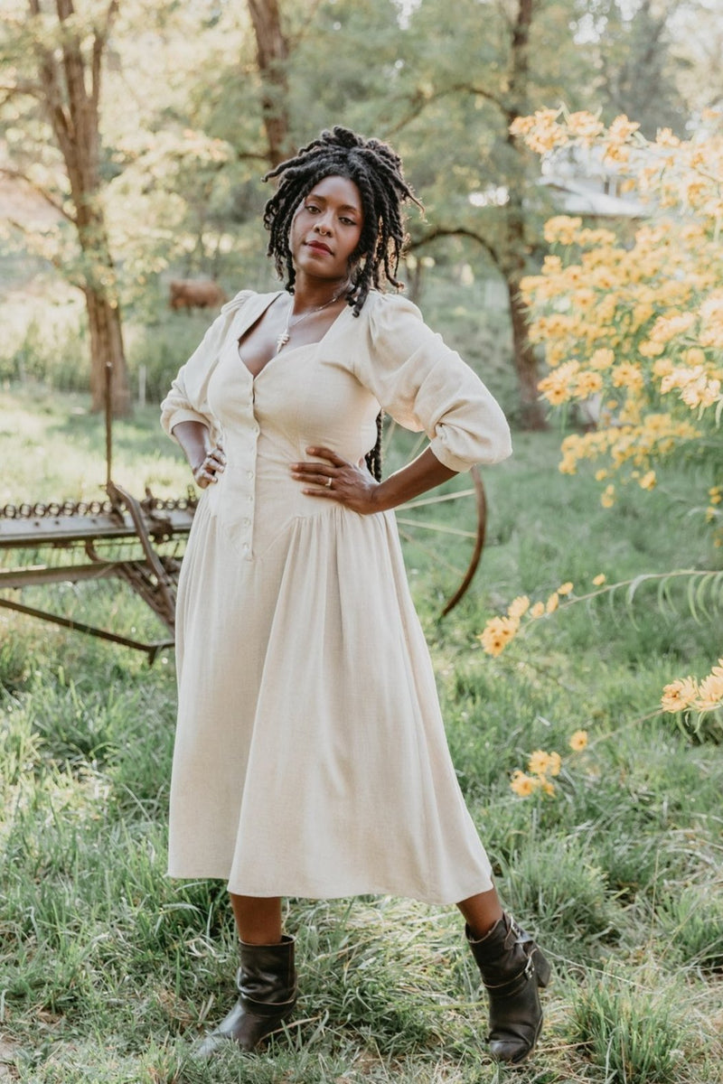 Prairie Dress in Oat Linen M Prairie Dress in Oat Linen M