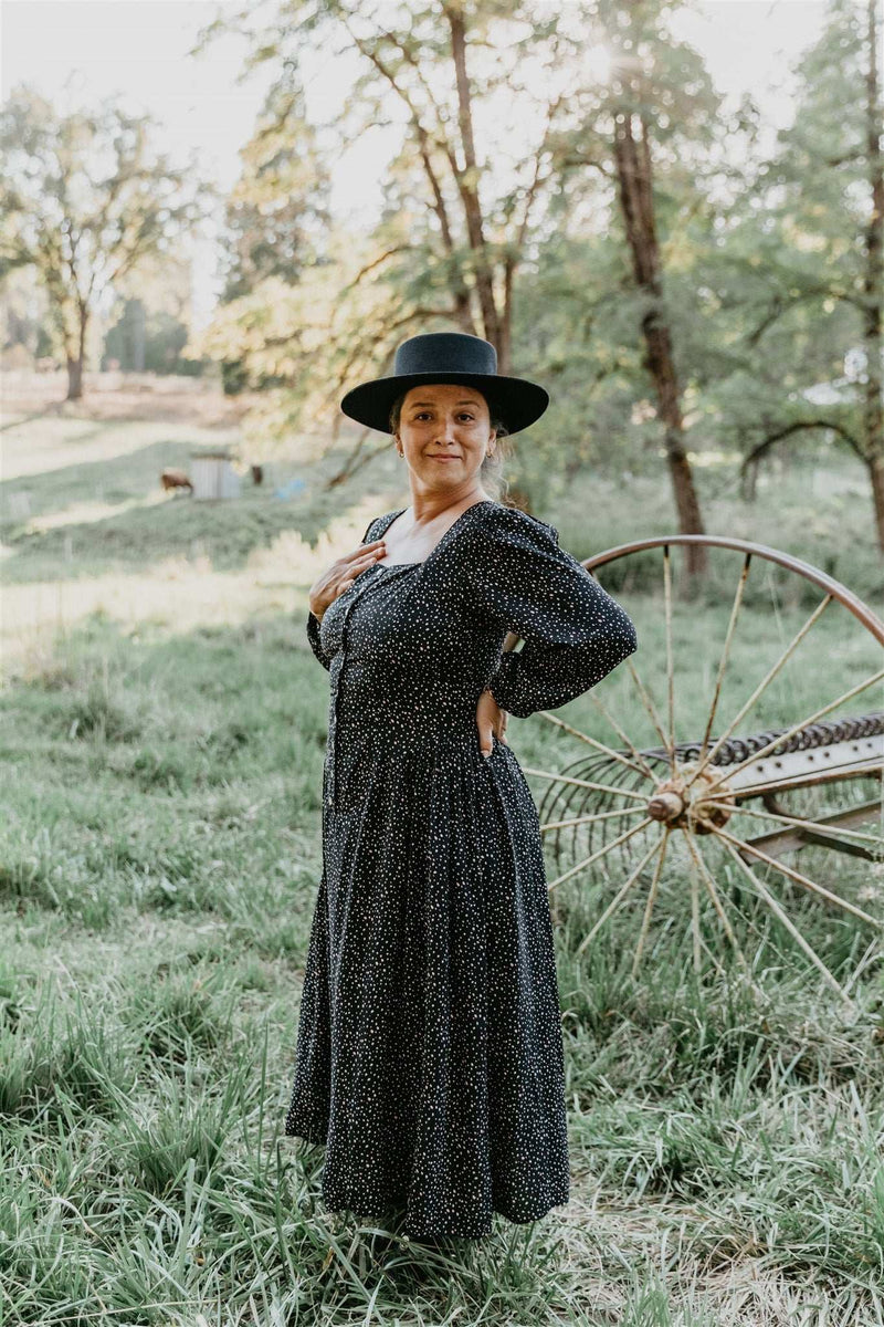 Prairie Dress in Black Dot 3X Prairie Dress in Black Dot 3X