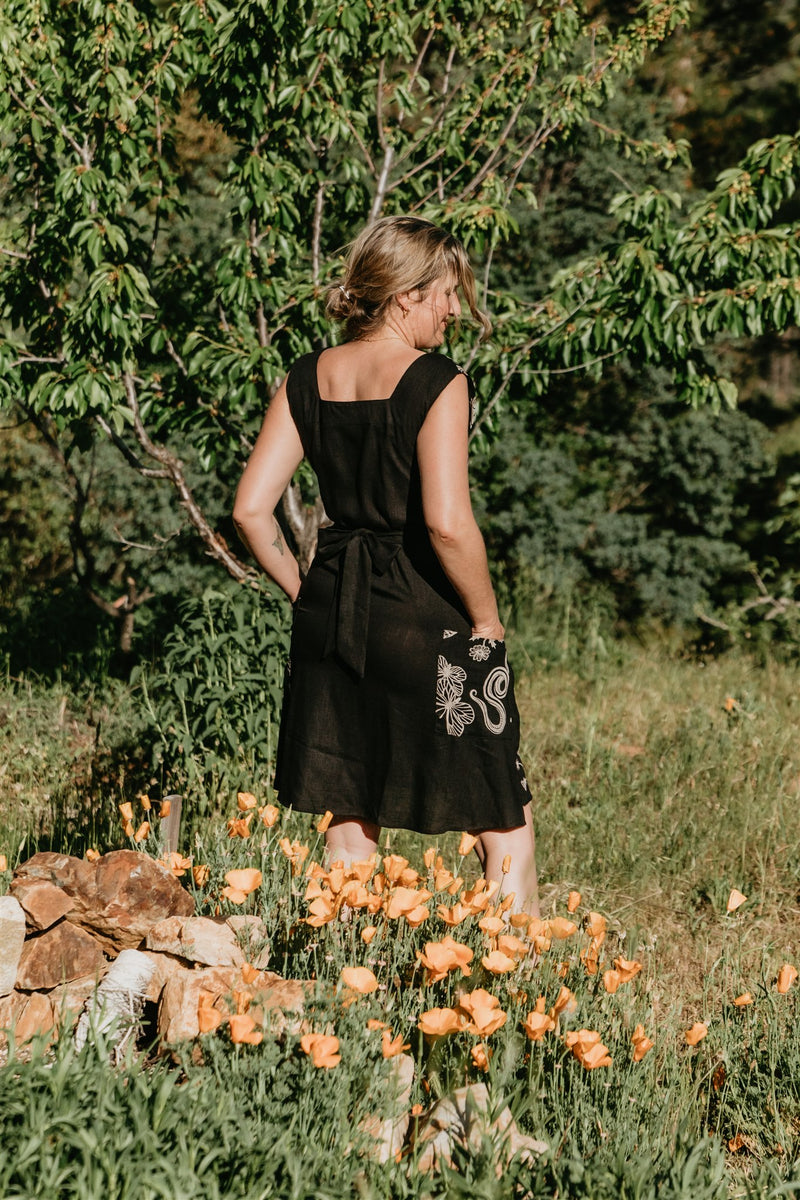 Izzy Dress in Black Woodland Wonder