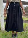 Trices Skirt in Textured Black Linen