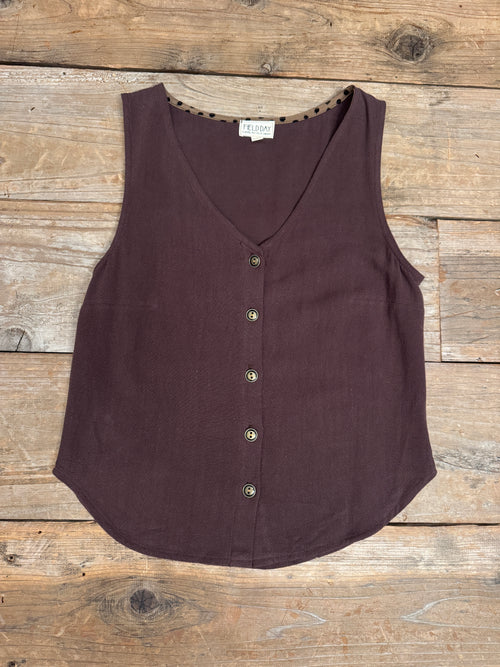 Aviva Top in Brown Mauve Linen