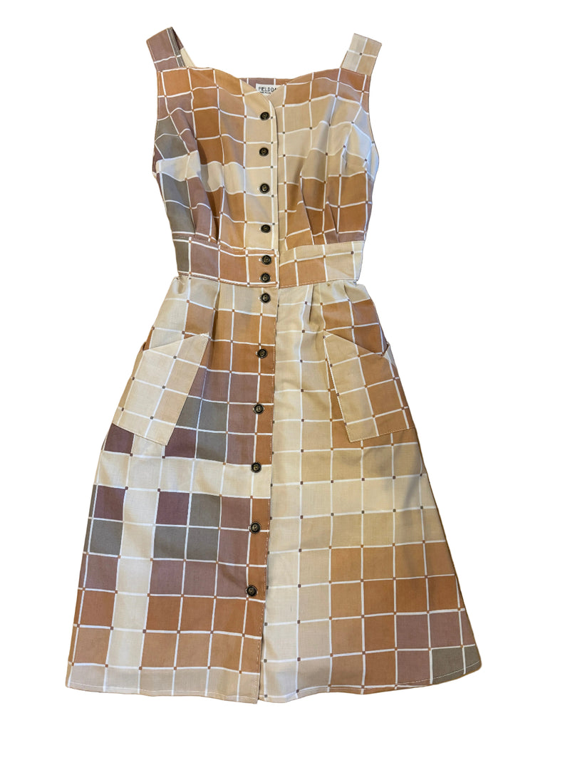 bed sheet maxi dress Sheet Dress in One of a Kind in Large Large / Ochre Squares