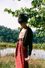 Maxi Wrap Skirt in Rust Floral Crepe