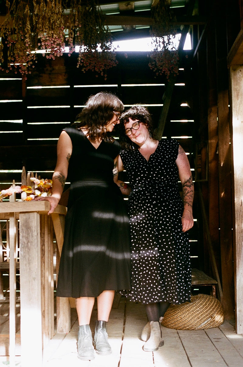 black abstract dress Xena Dress in Black Abstract Dot Field Day