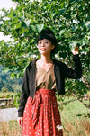 Maxi Wrap Skirt in Rust Floral Crepe