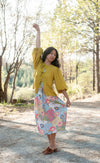 Poet Top in Mustard Crepe
