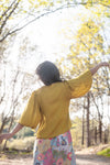 Poet Top in Mustard Crepe