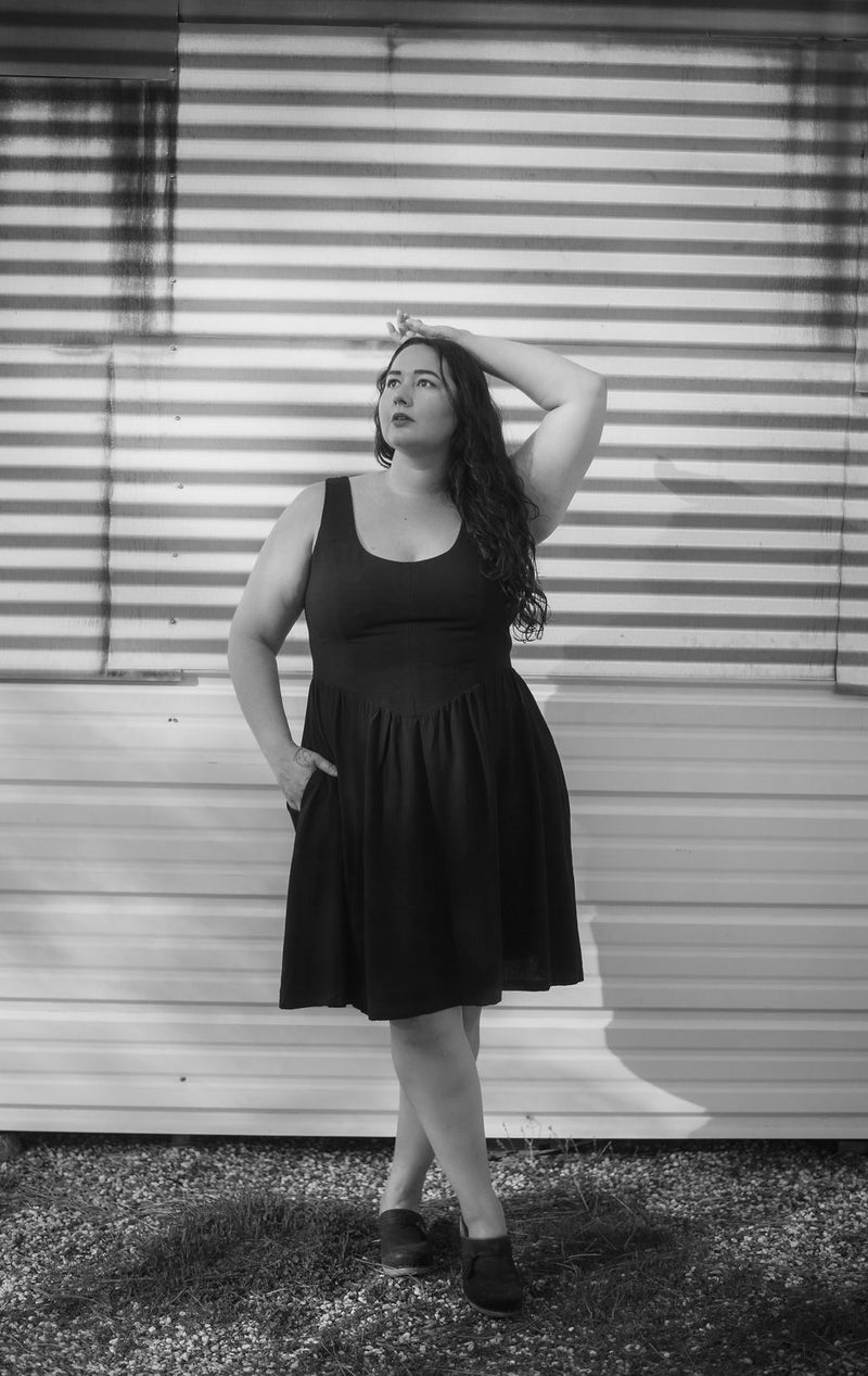 Agnes dress in Black Linen