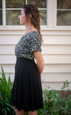 Dolman Top in Black & White Floral Crepe