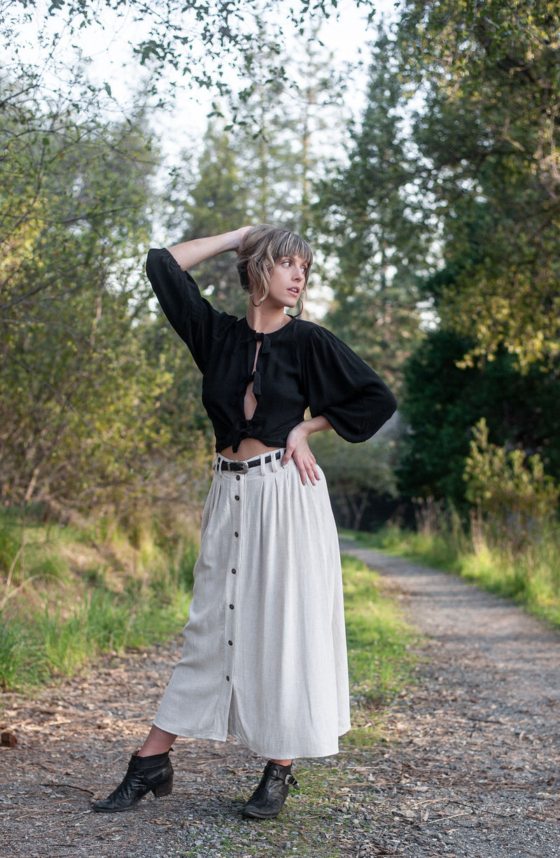 Poet Top in Black Cotton