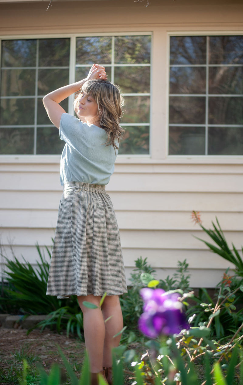 Bae Skirt in Black & Oat Cotton Gingham