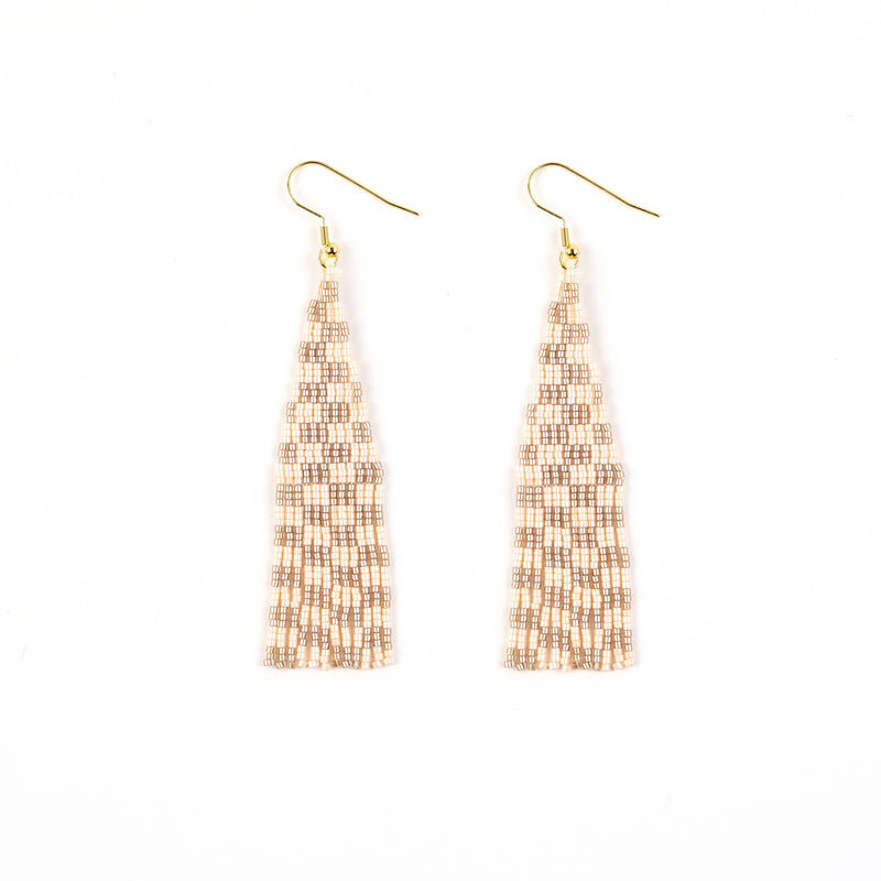 Delica Checkerboard Fringe Earrings
