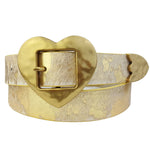 Vintage Love Heart Buckle w Cow Hair Leather Belt