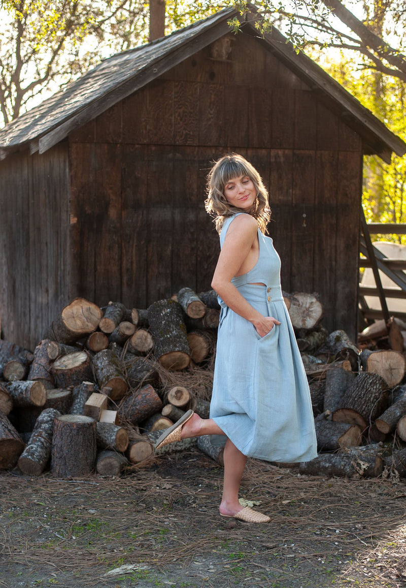 Brigid Jumper in BB Blue Texture Cotton