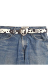 Vintage Love Heart Buckle w Cow Hair Leather Belt