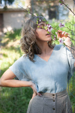 Dolman Top in BB Blue Texture Cotton
