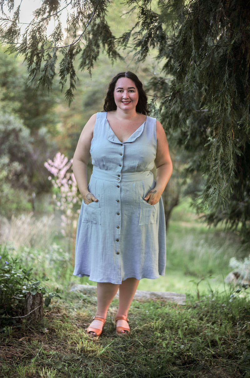 Sheet Dress in BB Blue Texture Cotton