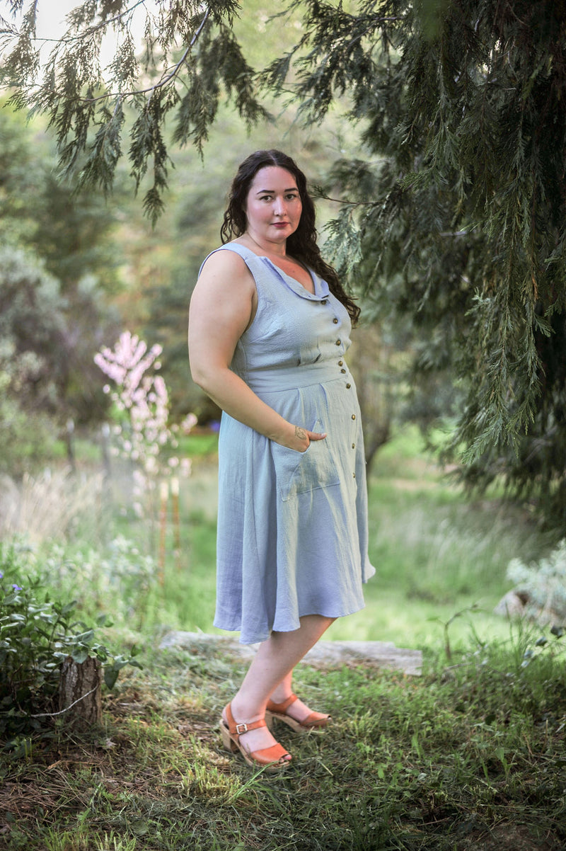 Sheet Dress in BB Blue Texture Cotton