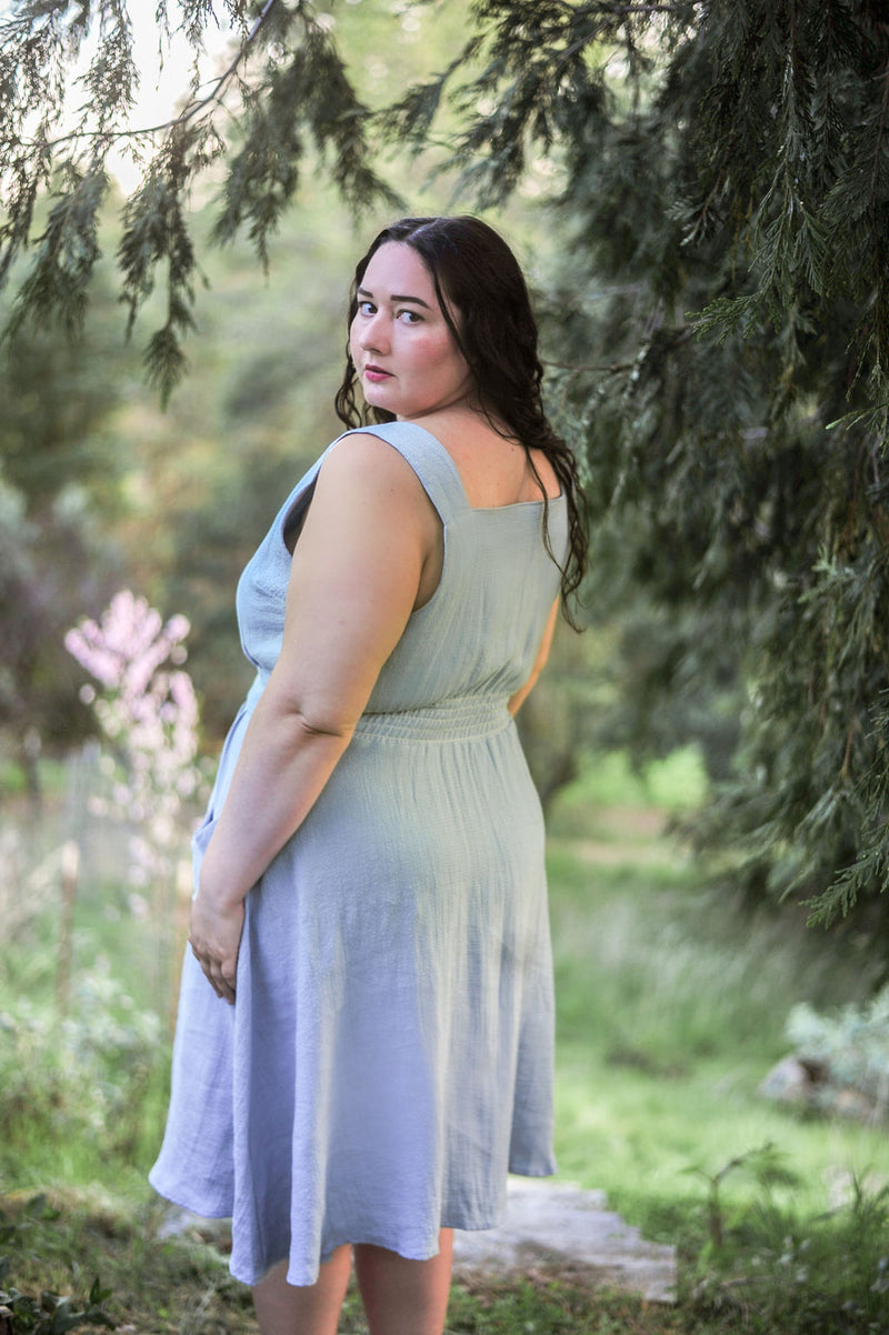 Sheet Dress in BB Blue Texture Cotton