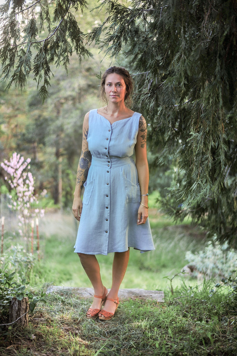 Sheet Dress in BB Blue Texture Cotton