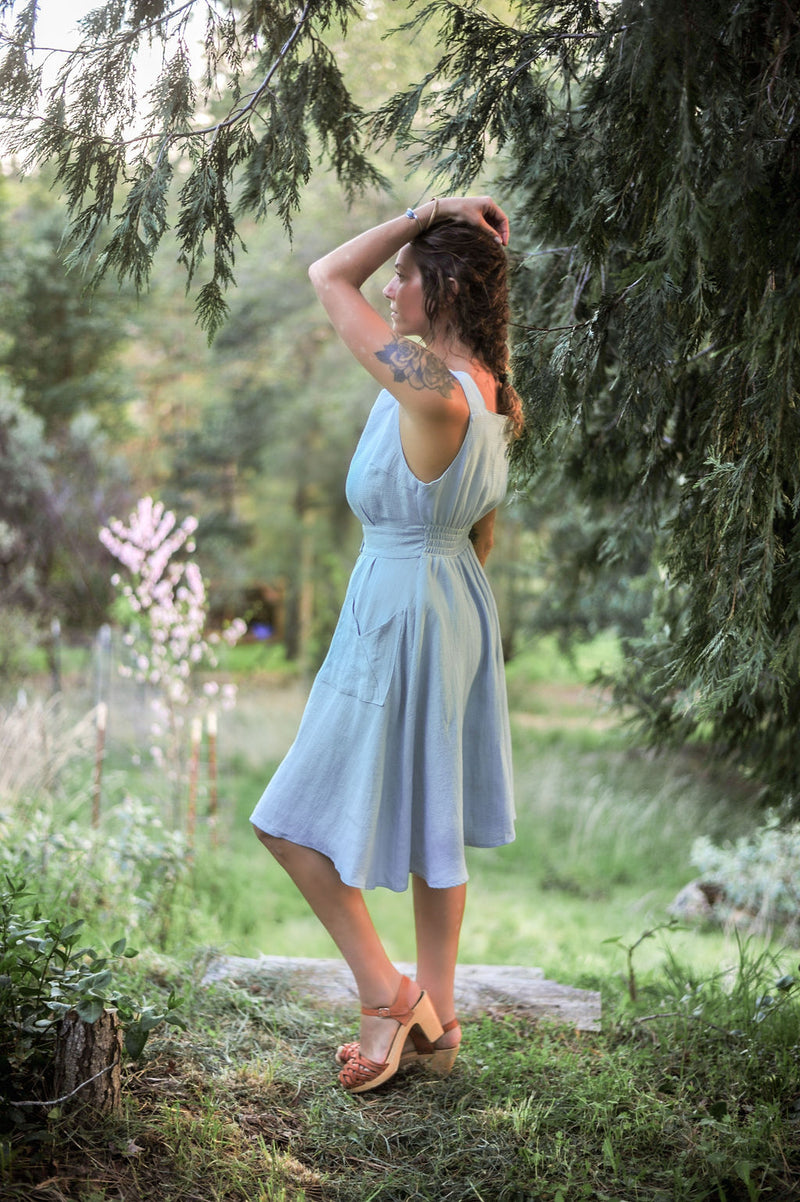 Sheet Dress in BB Blue Texture Cotton