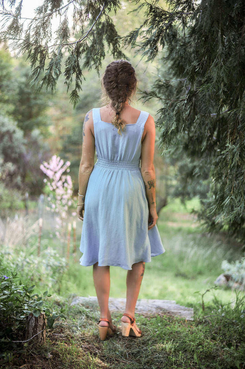Sheet Dress in BB Blue Texture Cotton
