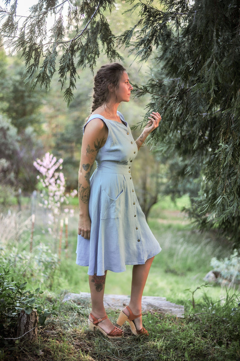 Sheet Dress in BB Blue Texture Cotton